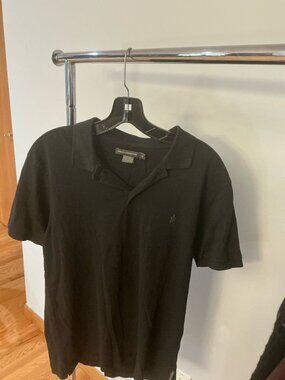 French Connection Black Polo Shirt Short Sleeve Size M